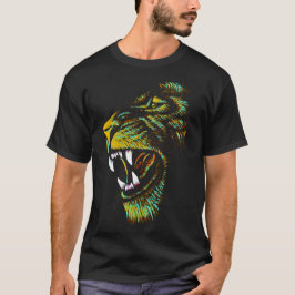 Ilustracion artístico de cabeza de león - Camiseta
