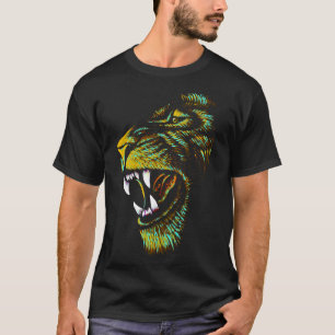 Ilustracion artístico de cabeza de león - Camiseta