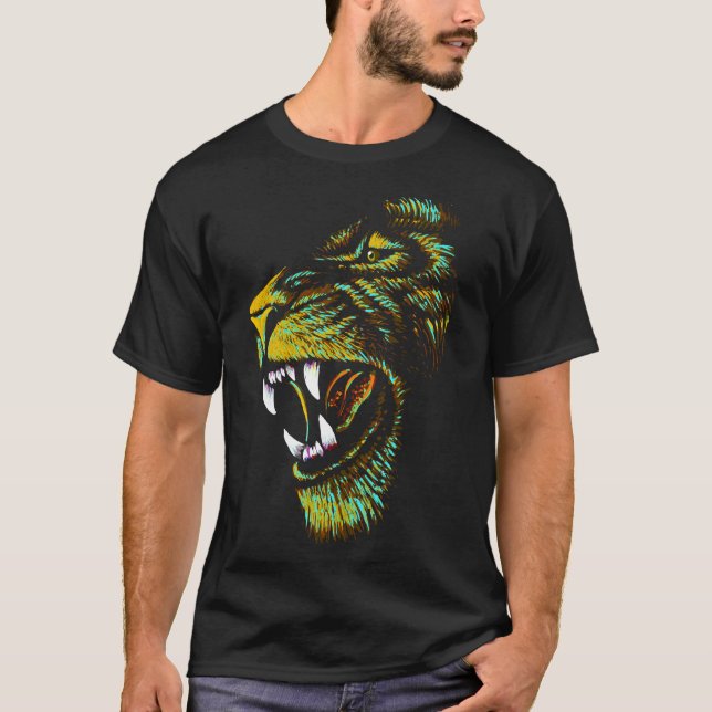 Ilustracion artístico de cabeza de león - Camiseta (Anverso)