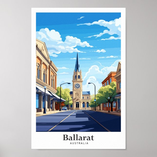Ilustracion Ballarat Australia Viaje Arte Vintage (Frente)