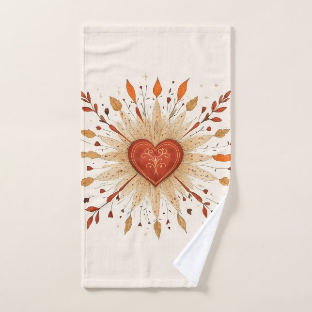 Ilustración Bohemio Otoñal del Corazón (Toalla de mano)