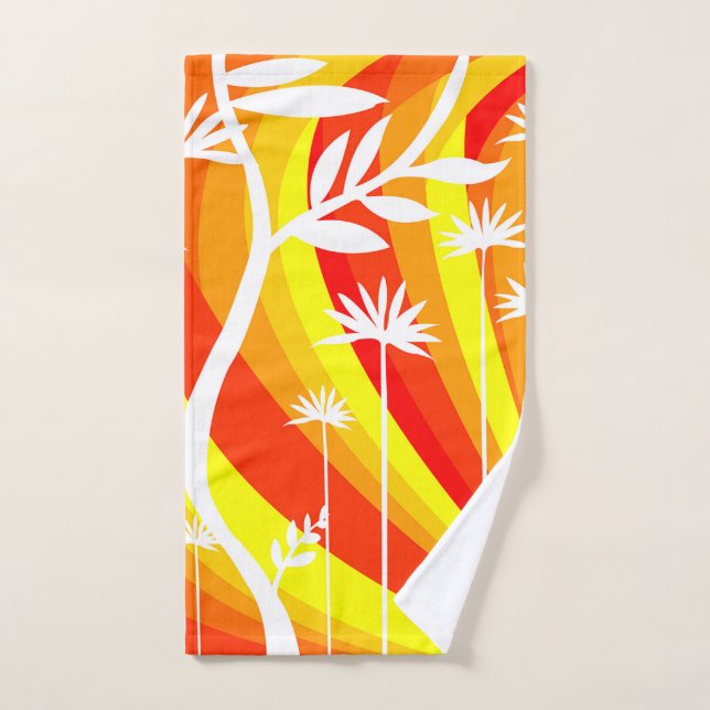 Ilustracion Botánico Blanco y naranja (Toalla de mano)