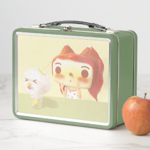 Ilustracion chica y porcino Soda