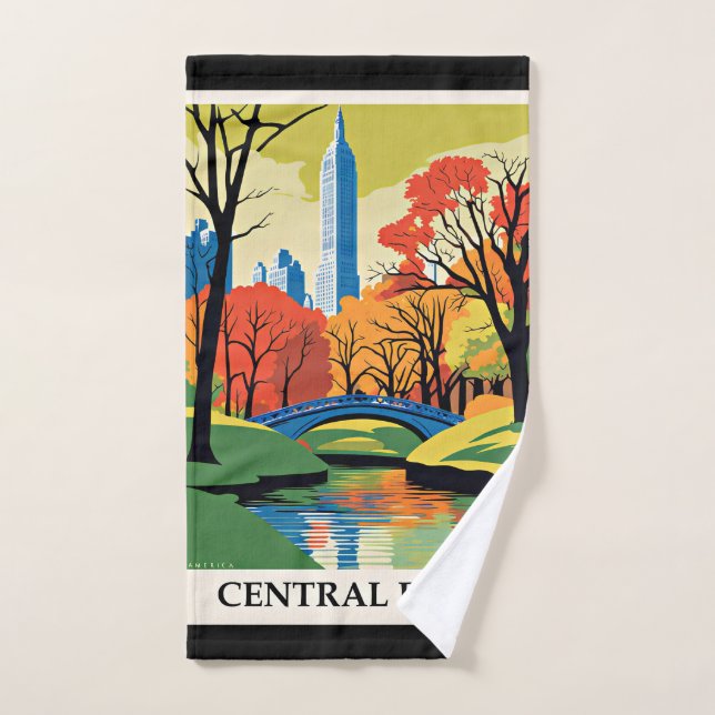 Ilustracion colorido de Central Park (Toalla de mano)