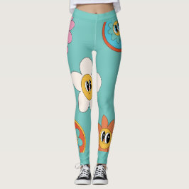 ilustracion crema rosa de flores retro leggings