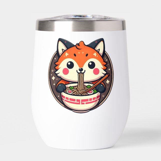 Ilustracion Cute Ramen Fox para el diseño de Merch (Frente)