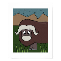 Ilustracion Cute Yak - Granja y arte animal de mon