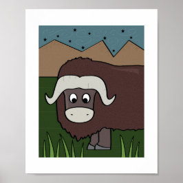 Ilustracion Cute Yak - Granja y arte animal de mon