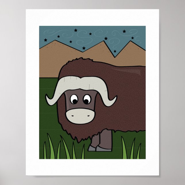 Ilustracion Cute Yak - Granja y arte animal de mon (Frente)