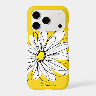 Ilustracion Daisy Floral de moda - negro y amarill