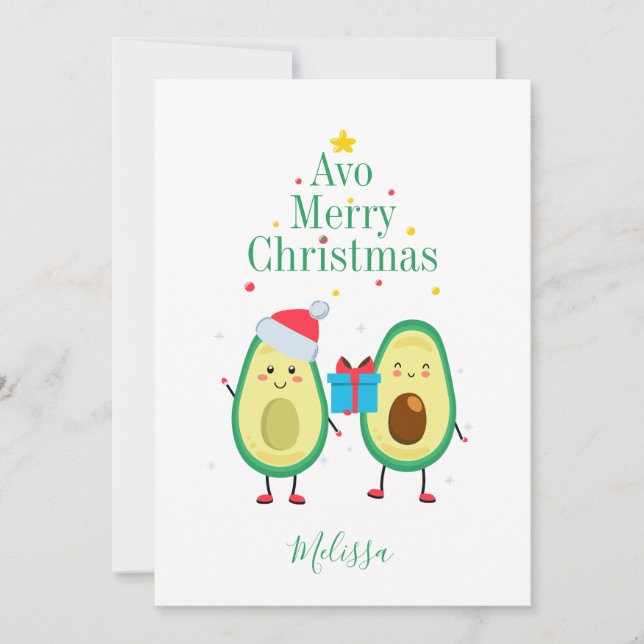 Ilustracion de aguacate navideño personalizado (Anverso)