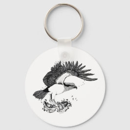 Ilustración de águila pescadora en llavero de botó