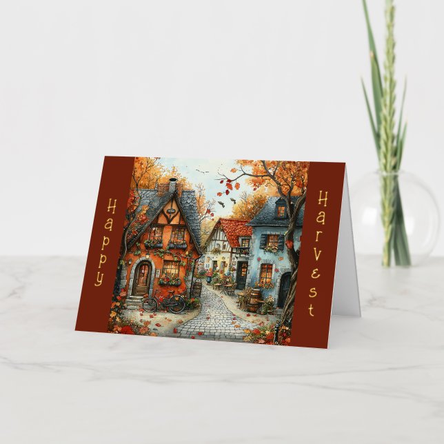 Ilustracion de Aldea Otoño Naranja Europea (Anverso)