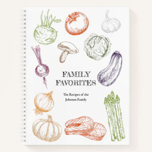 Ilustracion de alimentos Libro de recetas familiar