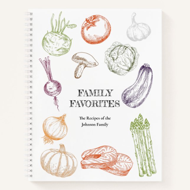 Ilustracion de alimentos Libro de recetas familiar (Anverso)