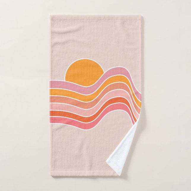 Ilustracion de amanecer estilo retro (Toalla de mano)