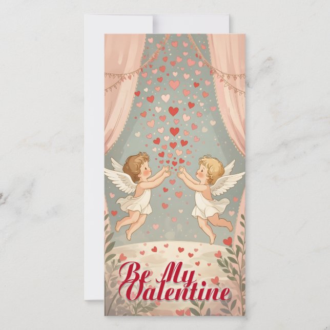 Ilustración de ángeles querubines de San Valentín (Anverso)