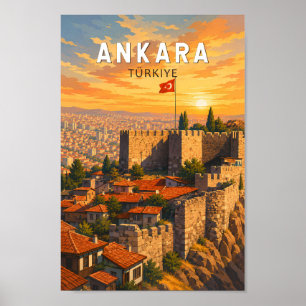 Ilustración de Ankara Turquía Arte de viaje vintag