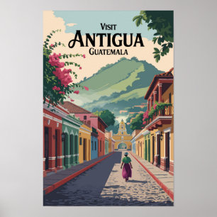 Ilustración de Antigua Guatemala Arte de Viaje Vin