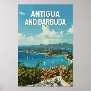 Ilustración de Antigua y Barbuda Arte de Viaje Ret