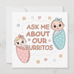Ilustración de anuncio de burrito de bebé gemelo l