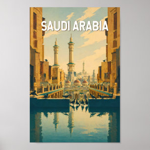 Ilustración de Arabia Saudita Viaje Arte Vintage