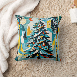 Ilustracion de árbol de navidad moderno de 2 Cojin