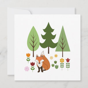 Ilustracion de árboles de flores Fox de estilo esc