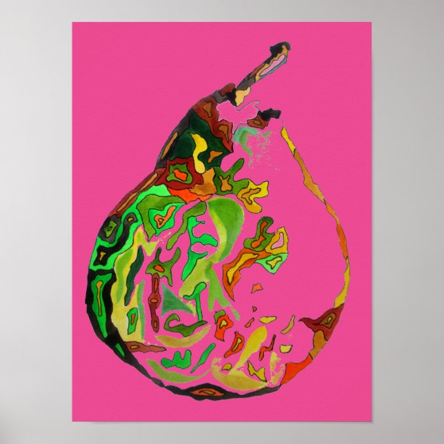 Ilustracion de arte acuarela con arte pop de fruta (Frente)