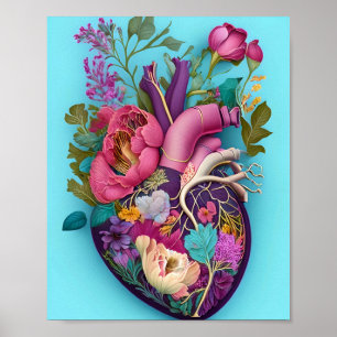Ilustracion de arte cardíaco de anatomía floral