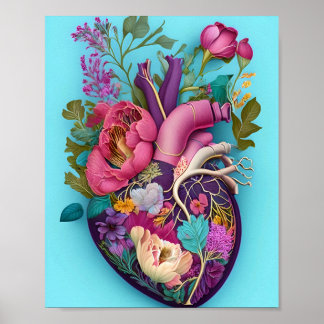 Ilustracion de arte cardíaco de anatomía floral