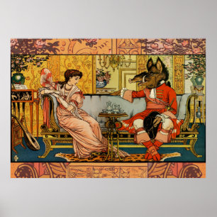 Ilustración de arte clásico de La Bella y la Besti