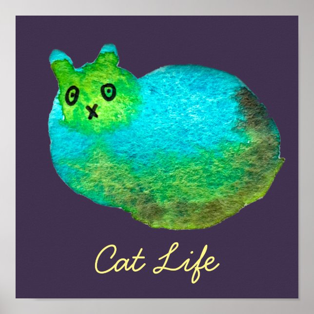 Ilustracion de arte de gato gordo azul (Frente)
