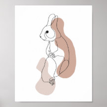 Ilustración de arte de línea de conejo minimalista