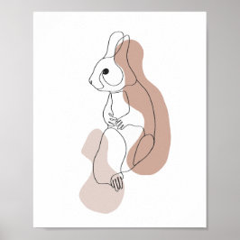 Ilustración de arte de línea de conejo minimalista