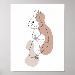 Ilustración de arte de línea de conejo minimalista