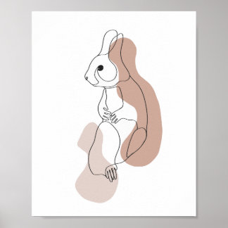 Ilustración de arte de línea de conejo minimalista