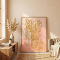 Ilustración de arte de línea de pulpo vintage lind