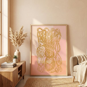 Ilustración de arte de línea de pulpo vintage lind
