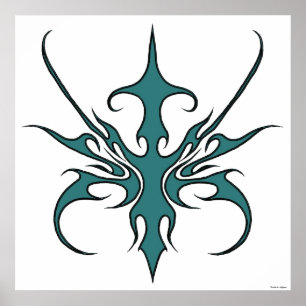 Ilustración de arte de línea tribal de aguamarina 