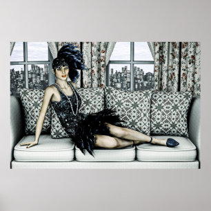 Ilustración de Arte de Moda Flapper de los Rugient
