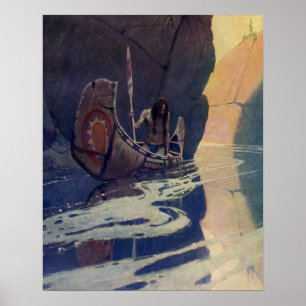 Ilustración de arte de N. C. Wyeth de un indio rem
