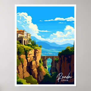 Ilustracion de arte de Ronda España Viaje de época