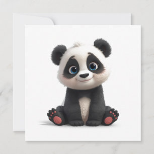 Ilustración de arte de tarjeta de oso panda sentad