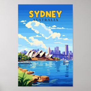 Ilustracion de arte de viajes de Australia en Sydn
