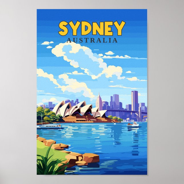 Ilustracion de arte de viajes de Australia en Sydn (Frente)