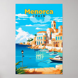 Ilustracion de arte de viajes de Menorca España