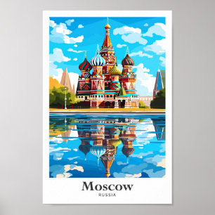 Ilustracion de arte de viajes de Moscú Rusia