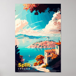 Ilustracion de arte de viajes de Split Croatia