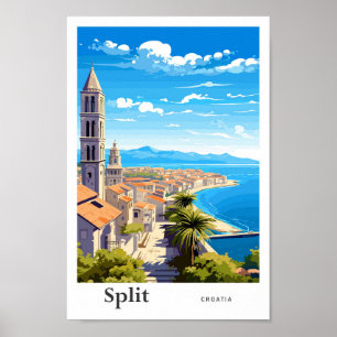 Ilustracion de arte de viajes de Split Croatia